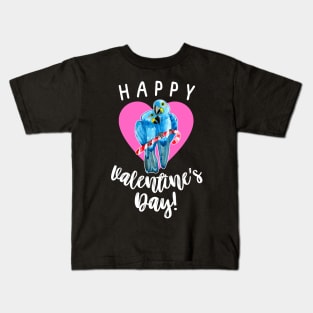 Happy Valentine's Day Hyacinth Macaw Parrot Couple Kids T-Shirt